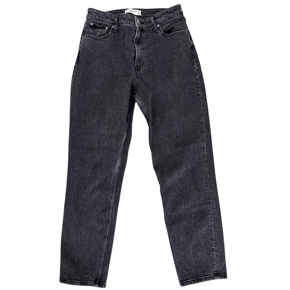 Abercrombie & Fitch Curve Love High Rise Mom Jeans Washed Black 29 8L Womens